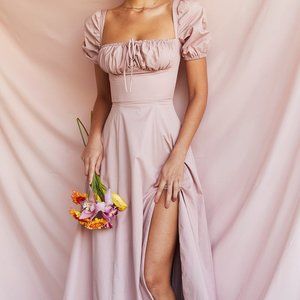 House of CB 'Tallulah' Blush Puff Sleeve Midi Dress
